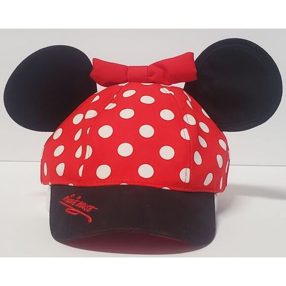 Disneyland Minnie Mouse Ball Cap Polka Dot Bow Hat Youth Disney Parks Authentic - Picture 2 of 11